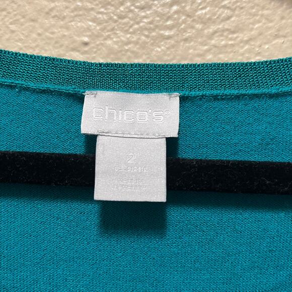 Chico's Cami Tank Top Blue Scoop Neck Stretch Pullover Tee Sz 2 Medium - Picture 5 of 7